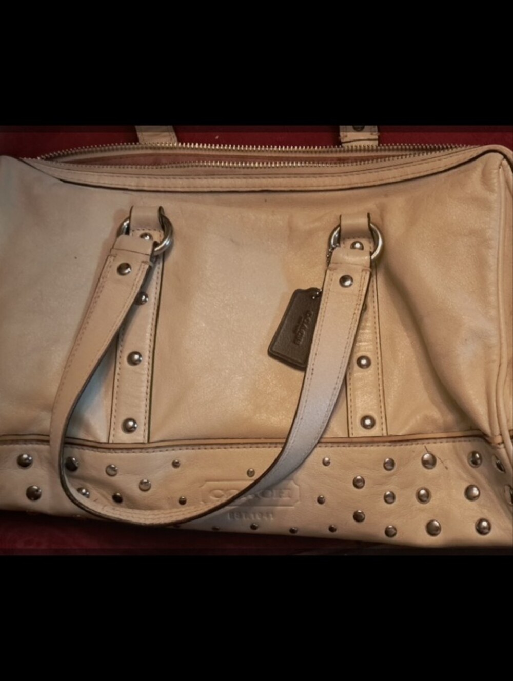 Coach Cream Studded Leather Vintage Tote Bag 2012